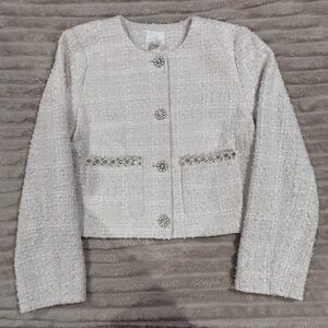 H&M Cream Tweed Blazer with Silver Accents